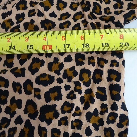 Shein Leopard Print Long Sleeve Blouse With Ruffle Trim Women Size L US 8 10 - Picture 9 of 11